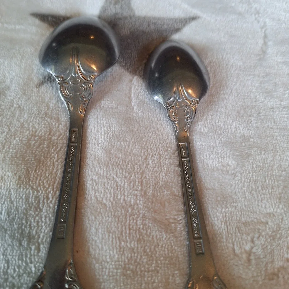 National Stainless Lady Theresa Set of 2 Spoons Made In Japan Replacements